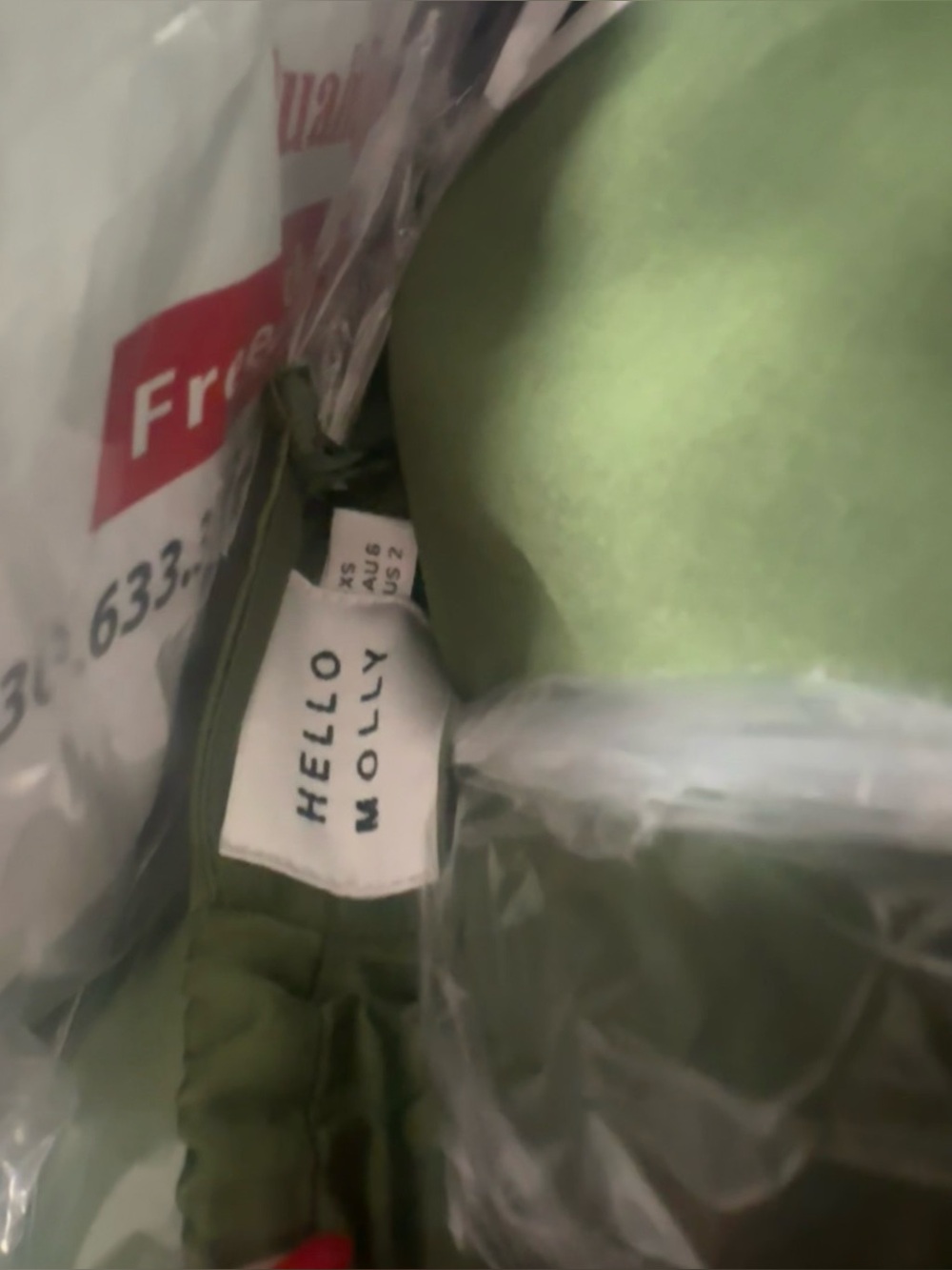 Hello Molly size 2 Strapless Satin Column Dress in Olive Green worn once - Picture 4 of 4
